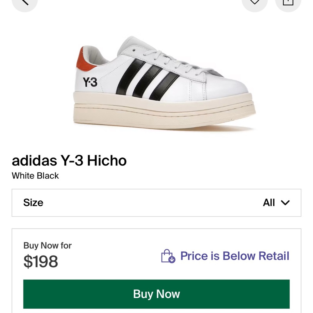 Y-3 Hicho White Sneakers with Black Stripes